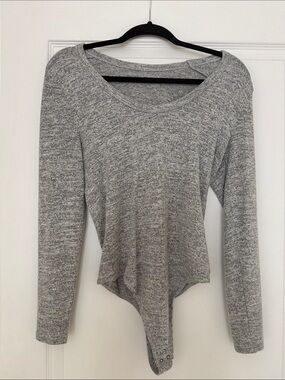 Abercrombie & Fitch Heather Gray Long-Sleeve Bodysuit